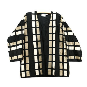 Yak Magic Womens Jacket Haori Multi Check Textured Cotton Vintage